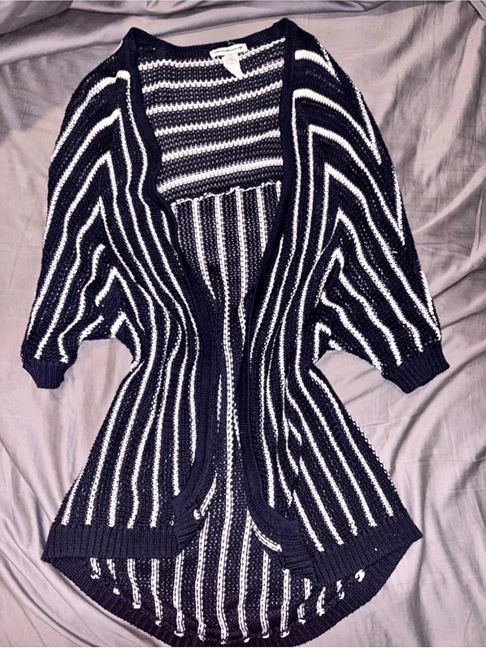 American Eagle Outfitters Striped Cardigan in Black & White